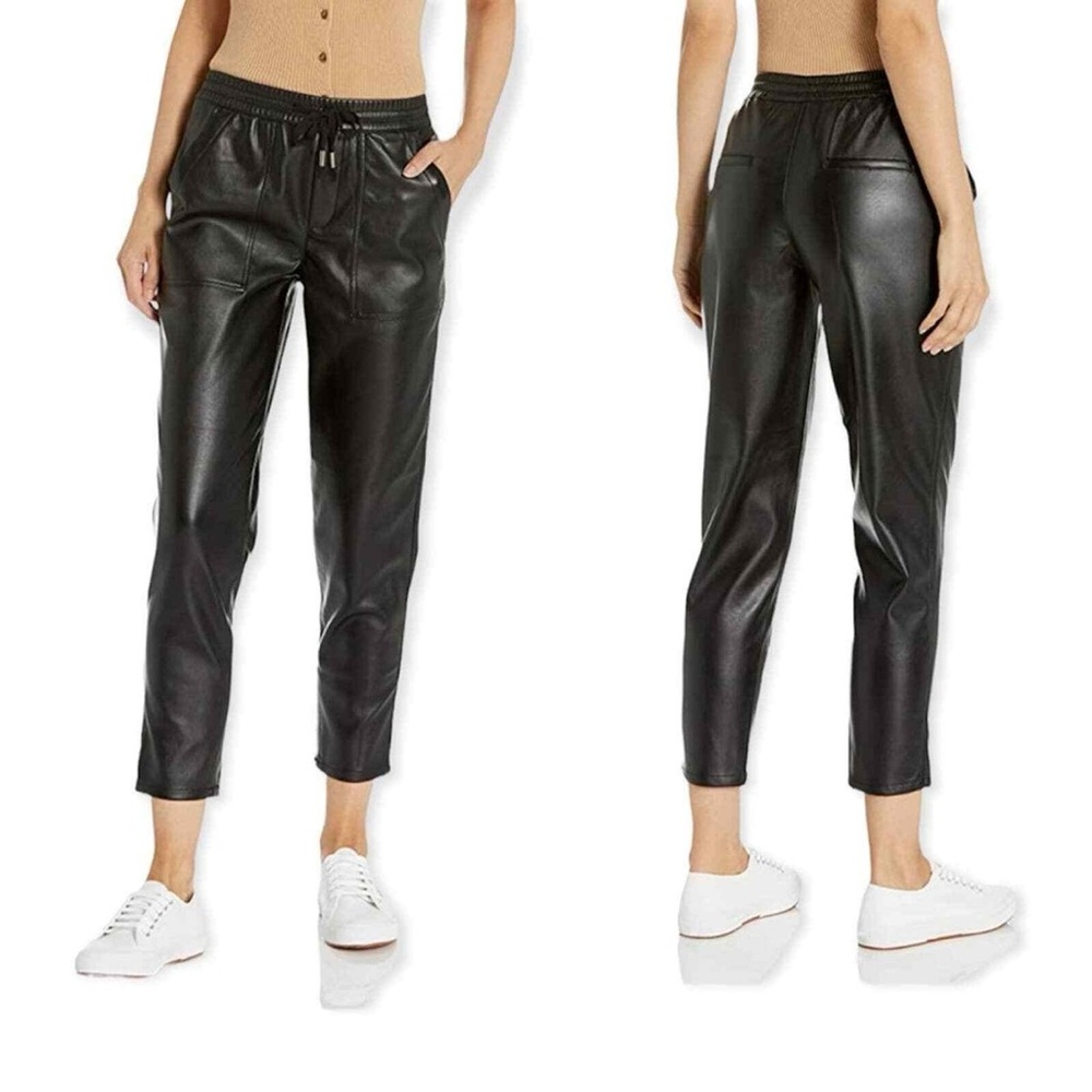 BLANKNYC Women's Black Faux Leather Vegan cropped Pants in No Guidance size 26